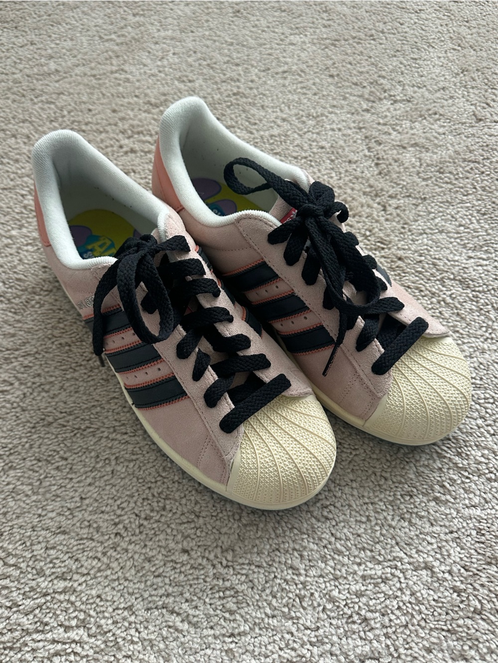 adidas Pastel Pink and Black Classic Shell-Toe Sneakers